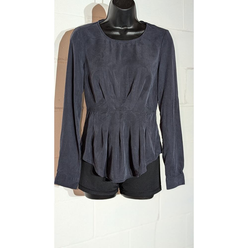 Sugar Lips Long Sleeve Peplum Top Crochet Zip Up Back Fitted Blouse Y2K Small